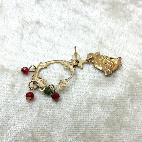 Vintage Red,Gold,Green Enamel Wreath Star and Bell Pin - Picture 4 of 4